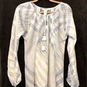 Sundance brand white & blue tunic